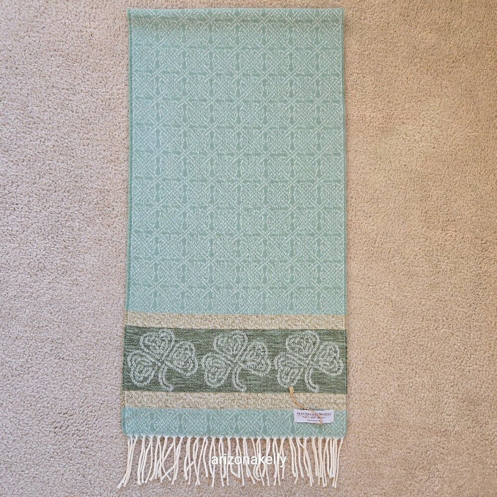 NWT Aran Sweater Market Green Shamrock Scarf